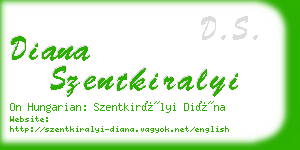 diana szentkiralyi business card